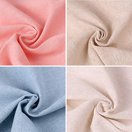 4 piezas de tela de lino natural para confección, tela de lino de 50 cm para tapicería, manteles o decoración de macetas, 4 colores