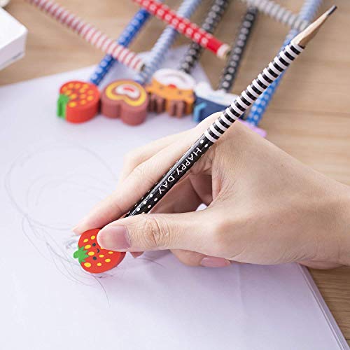 40 Pack de Borradores de Lápiz Estilo Aleatorio Creativo Estudiante Madera Lindo Animal Goma de goma de la cabeza del borrador para los niños Escuela de papelería Lápiz 18.5 cm / 7.28 pulgadas