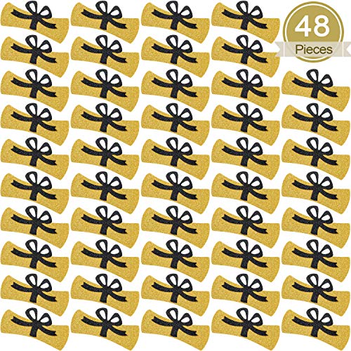 48 Confetis de Diploma Confetis de Oro Brillo Universitario 2.9 Pulgadas de Decoraciones de Diploma Centros de Mesa de Graduación para Suministros de Fiesta Graduación de Escuela Secundaria 2020