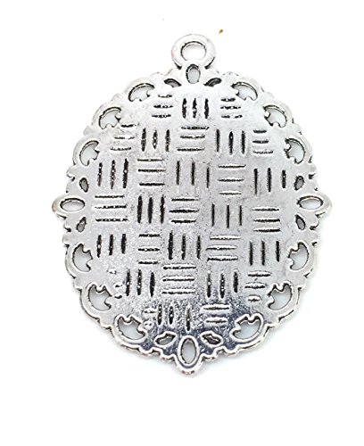 5 grandes portalámparas ovaladas de plata antigua de 61 x 48 mm y perlas de cristal para manualidades