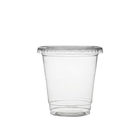 50 vasos de plástico con tapas, tazas de café con tapas planas, tazas para batidos, 9 onzas (255 ml)