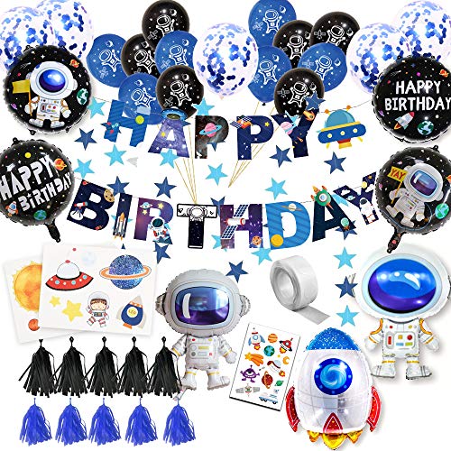 59Pcs Space Birthday Party Supplies Rocket Astronaut Balloons Universe Planet Themed Party Supplies Decoraciones de fiesta temáticas de cumpleaños Galaxy para niños niñas