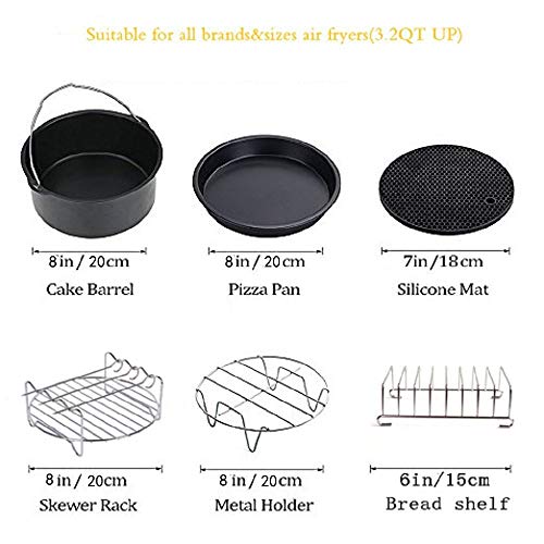 6 unidades freidora de aire caliente accesorios, Premium Air Fryer accesorios para gowise, Phillips, tristarcozyna y más. (Capacidad: sobre 3.2qt)