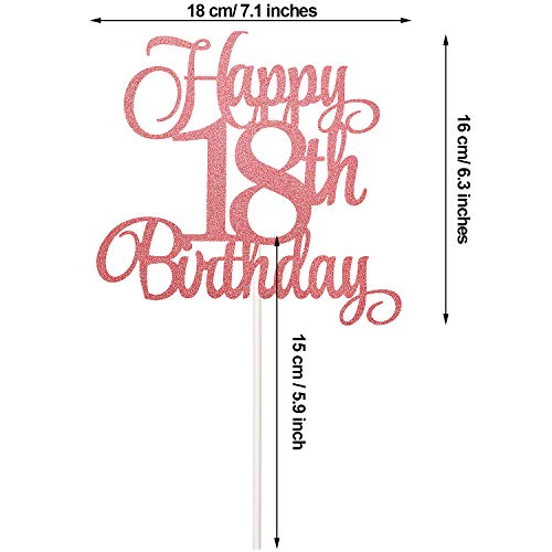 8 Piezas Topper de Tarta de Cumpleaños de 18 Años Brillantes Adornos de Tartas de Happy 18th Birthday Coloridos Palillos de Magdalena para Decoración de Pastel de Fiesta de Cumpleaños, 8 Colores