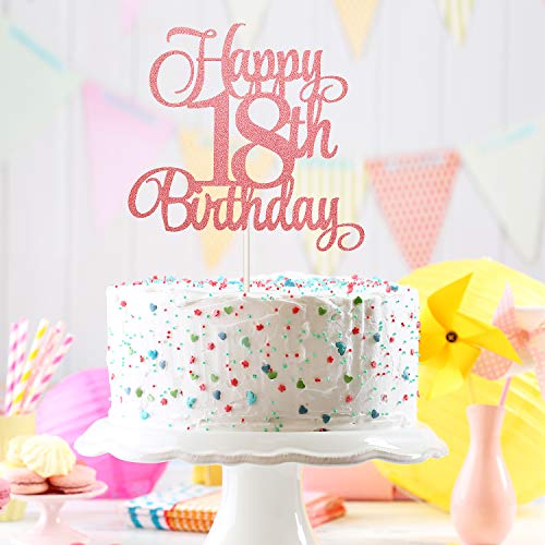 8 Piezas Topper de Tarta de Cumpleaños de 18 Años Brillantes Adornos de Tartas de Happy 18th Birthday Coloridos Palillos de Magdalena para Decoración de Pastel de Fiesta de Cumpleaños, 8 Colores