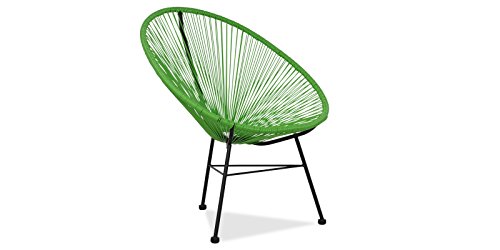 Acapulco silla Verde Sillón metálico cuerdas verdes para jardín, terraza, balcón, terrado, exterior, hostelería. 1 unidad