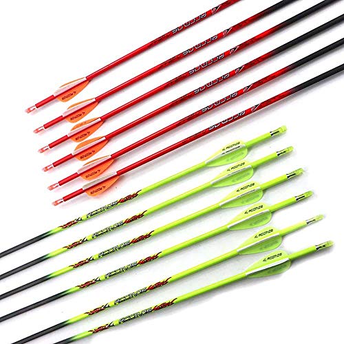 ACCMOS Tiro al Arco Eje de Flecha de Carbono Puro de 31Pulgadas Espinazo 400 500 600 700 800 900 1000 ID 4,2 mm para Arco Compuesto Arcos Recurvos Caza Disparo (12pcs, Spine 400)