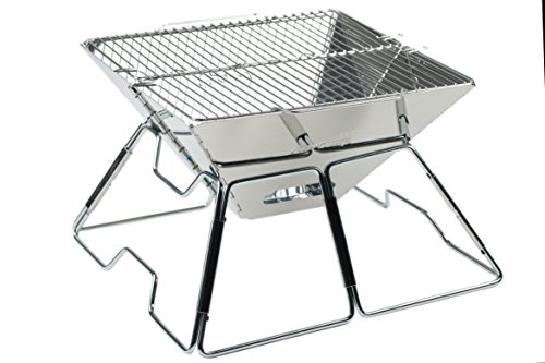AceCamp Parrilla de carbón Portátil Plegable Parrilla Plegable Barbacoa Camping Parrilla Garden Party BBQ Parrilla de Acero Inoxidable, (Más tamaños) (Pequeño 34 x 36 x 22 cm)
