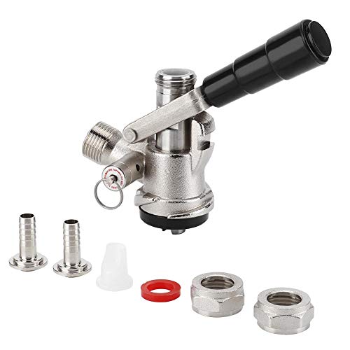 Acoplador de Barril Tipo S Grifos de Barril de Cerveza con Válvula de Alivio de Presión de Seguridad Dispensador de Cerveza Acoplador de Barril Sistema Tipo S con Manija Negra para Sistema de Elabora