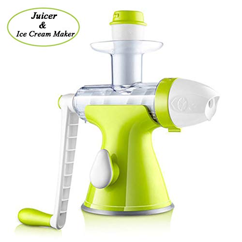 Admir 2 En 1 Máquina para Hacer Helados Manivela,Manual Exprimidor De Mano Prensa Exprimidor De Fruta Fresca,Soft Máquina De Helados Domésticos Niños Verde