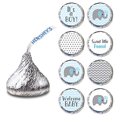 Adorebynat Party Decorations - EU Las etiquetas elefante del bebé de los besos de Hershey chocolate S - Candy Baby shower etiqueta - conjunto de 240