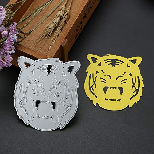 ADSIKOOJF Tiger Head DIY Stencil Troqueles de Corte de Metal para Scrapbooking Álbum de Fotos Hecho a Mano Decoración Carpeta de Plantilla de grabación en Relieve