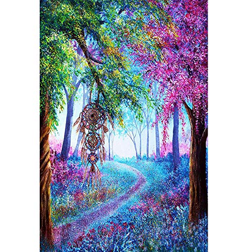 Adulto DIY diamante pintura 5D cristal rhinestone bordado punto de cruz kit completo de diamantes artesanía decoración de la pared regalo campanas de viento mar árbol 45x50cm