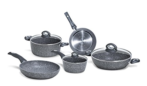 Aeternum Madame Petravera Plus Kit de cacerolas 8 Pieza(s) - Kits de cacerolas (Gris, Aluminio, Petravera Plus, Gris, Vidrio, Gas, Inducción, Placa de Sellado)