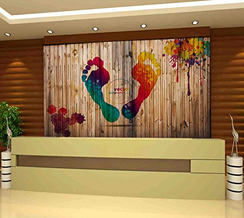 Afashiony Baño De Pies Vintage Huellas Ktv Bar Cafe Burger Shop Bar Sala De Estar Sofá Decoración De La Pared Mural, Decoración Del Hogar, Mural De Papel Tapiz 3D-200Cmx140Cm