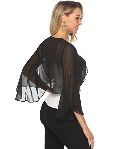 Aibrou Mujer Ruffle Manga Chiffon Bolero Shrug Frente Abrir Bolero Cardigan Camiseta Casual tee Tops