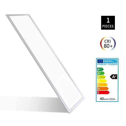 Aigostar - Panel LED rectangular, 40 watios, luz blanca natural 4000k, 3600 lumen, 295x1195x9mm [Clase de eficiencia energética A+]