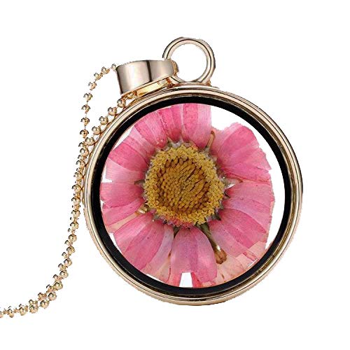 aimaoer Collar del Collar De La Flor De La Planta del Collar del Trébol De Cuatro Hojas Personalidad Creativa Señoras del Cristal Joyería del Artículo, Gerbera Blanca