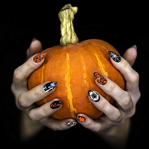 AirSMall5PCS Juego de placas para sellos de uñas de Halloween con varios patrones, telarañas, calabazas, murciélagos, calaveras, plantillas de sellos de imagen,decoración de uñas para Halloween
