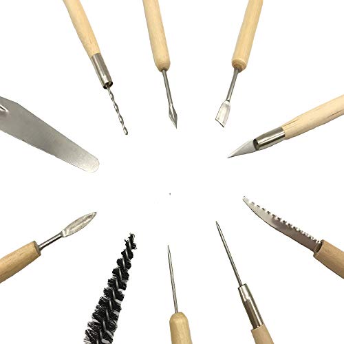Aisamco Kit de herramientas de arcilla cerámica de 40 piezas Conjunto de herramientas de escultura de cerámica para manualidades, madera y acero, escuelas y hogar