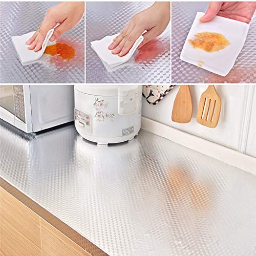 AISE Cocina Estufa de Pared Papel de Aluminio Pegatinas a Prueba de Aceite Antiincrustante Papel Tapiz Recortable Autoadhesivo de Alta Temperatura