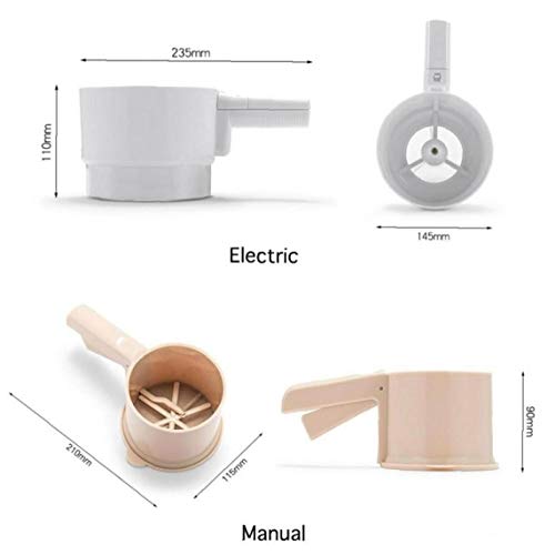Aisoway Herramientas Forma de la Taza plástica Handheld eléctrico Tamiz de la harina tamiz mecánico Tamiz Harina Harina de repostería para Hornear colador doméstico
