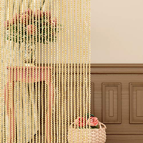 AIZESI - Cortina de Tiras para Puerta o Ventana, protección contra Insectos, Moscas, Panel Divisor Puertas o Ventanas, Tela, Dorado, 39"x78.5"