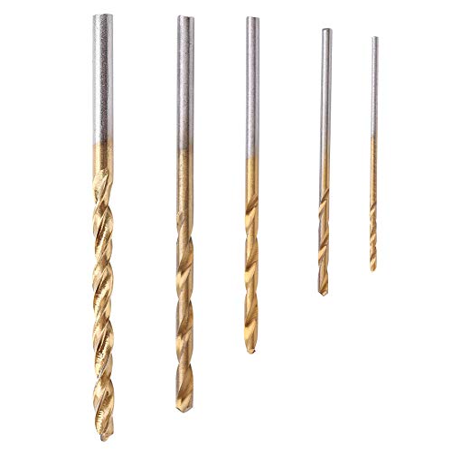 Akozon Brocas Helicoidales 50pcs Titanio Revestido de Alta Velocidad Broca Helicoidal de Acero 1.5mm-10mm Brocas de Mango Recto