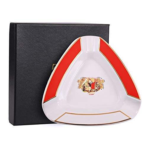 AKT Inicio Cenicero de Puros Cenicero Portátil de Cerámica para 3 Cigarros, Gadgets para Puros,Red