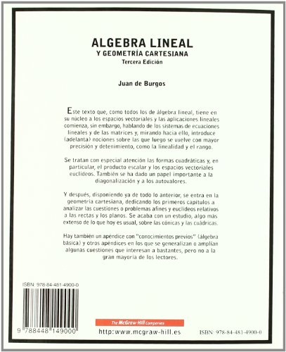 Algebra lineal y geometr{a cartesiana