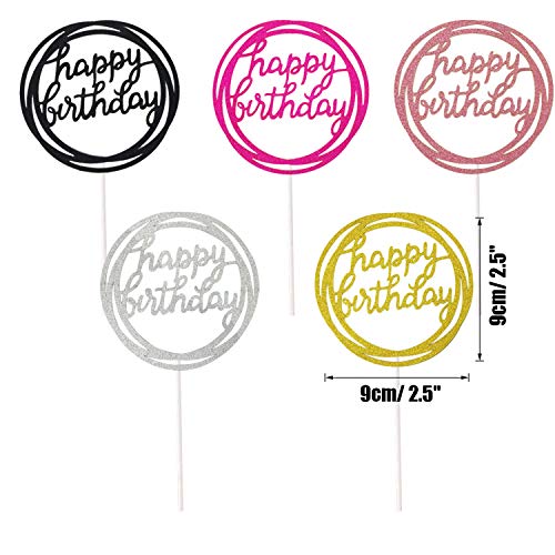 Allazone 24 Pz Decoración para Tarta, Happy Birthday Topper Decoración para Cumpleaños Baby Shower Fiesta Temática del Unicornio