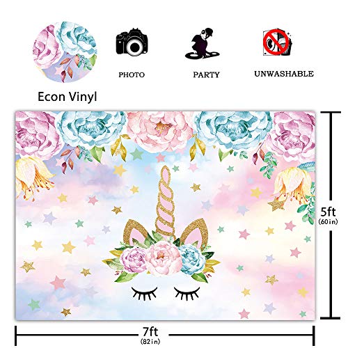 AllEnjoy - Fondo de fotografía con diseño de unicornio de 7 x 5 pies, para decoración de mesa de cumpleaños, postres, decoración de baby shower fotobooth estudio fotográfico
