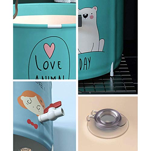 Alqn Bañera cilíndrica para adultos, barril de baño de engrosamiento plegable, bidé impermeable de cuerpo completo, cubo de natación infantil impreso -65 * 70 cm,B