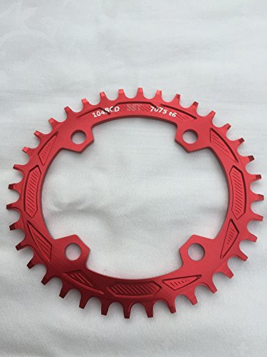 Aluminium Vélo Chaîne Feuilles ovale Chain Bague Narrow Wide bcd104 mm 32T 34T 36T 38T, Rot