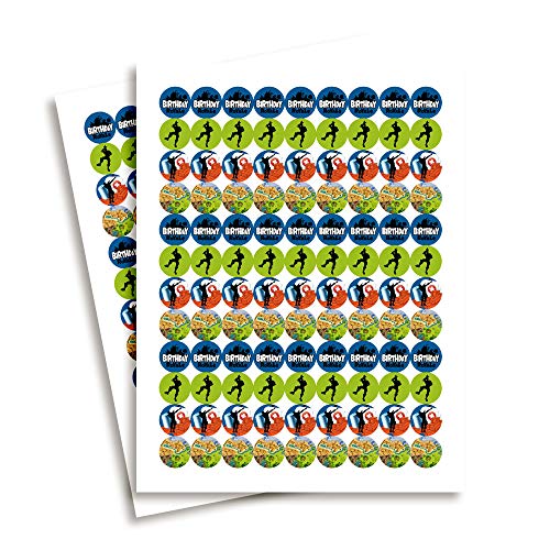 AmandaCreation - Etiquetas adhesivas para besos de fiesta de cumpleaños y videojuegos de Fort Battle (300 círculos, tamaño 1,9 cm)