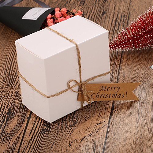 Amaza 150pcs Etiquetas de Papel Kraft 7cm x 2cm Gift Tags Navidad Regalos con 30m Cordel de Yute Navidad Decoracion Arbol (Marrón)