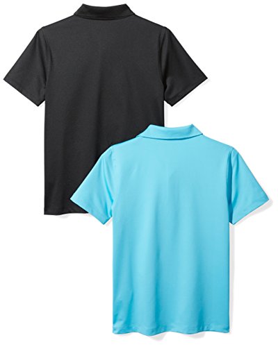Amazon Essentials Performance Polo (2 Pack) Shirts, Agua/Negro, S
