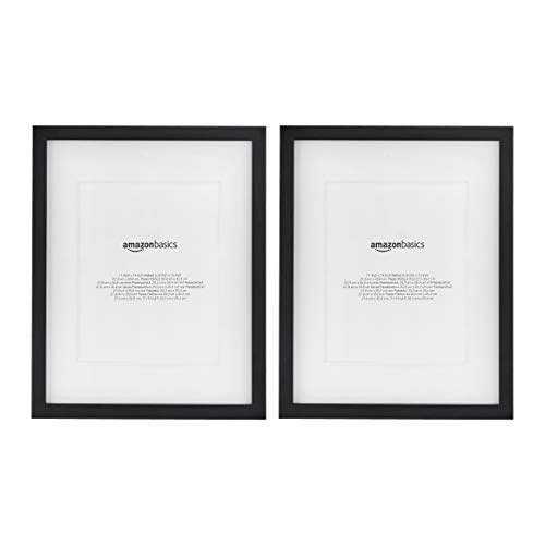 AmazonBasics – Marco para fotos con paspartú, 28 x 36 cm con paspartú de 20 x 25 cm, Negro, pack de 2 uds.