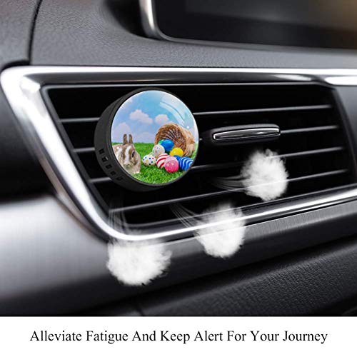 Ambientador para coche con diseño de conejo de pascua con azul cielo y difusor de aceites esenciales de goma EVA, difusor de aceites esenciales de aromaterapia, fruta de la pasión floral