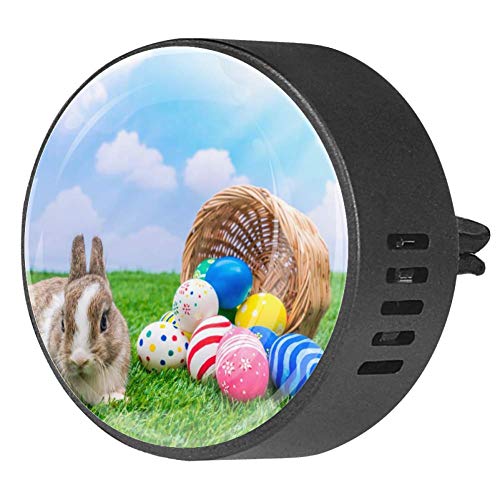 Ambientador para coche con diseño de conejo de pascua con azul cielo y difusor de aceites esenciales de goma EVA, difusor de aceites esenciales de aromaterapia, fruta de la pasión floral