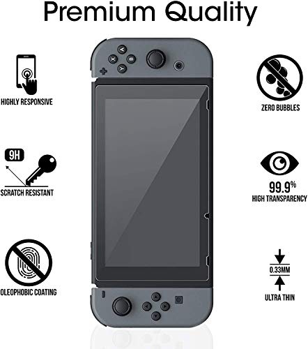 amFilm Nintendo Switch Protector Pantalla (2 Piezas), Cristal Vidrio Templado Protector de Pantalla para Nintendo Switch