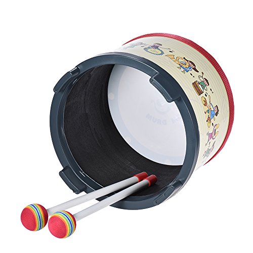 ammoon 8 Pulgadas Tambor de Suelo de Madera Reunión del Carnaval del Club Instrumento de Percusión con 2 Mazos para Niños