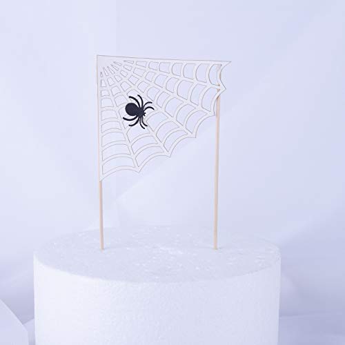 Amosfun 12Pcs Halloween Cupcake Topper Spider Web Cake Topper Halloween Party Supplies
