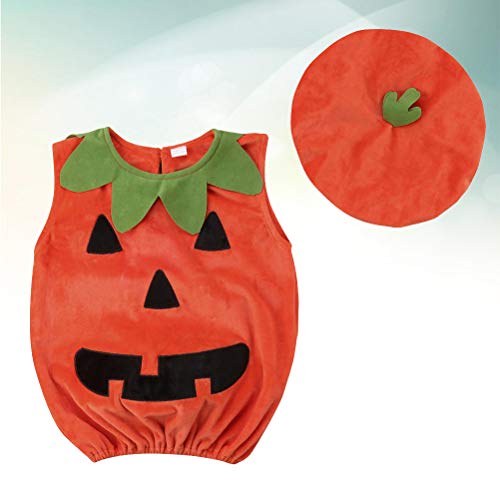 Amosfun Disfraz de Calabaza de Halloween Traje de Vestir Ropa con Sombrero para bebé Fotomatón Prop Disfraz de Halloween 1-2 años