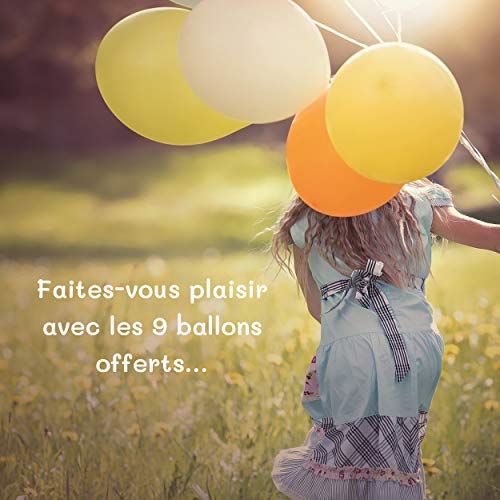 AMPALS - Pack exclusivo de 18 piezas para decoración de fiesta de cumpleaños, boda, bautizo, 9 pompones de papel de seda amarillo,naranja y blanco, tamaños 20,25,30 cm y 9 globos de bálsamo