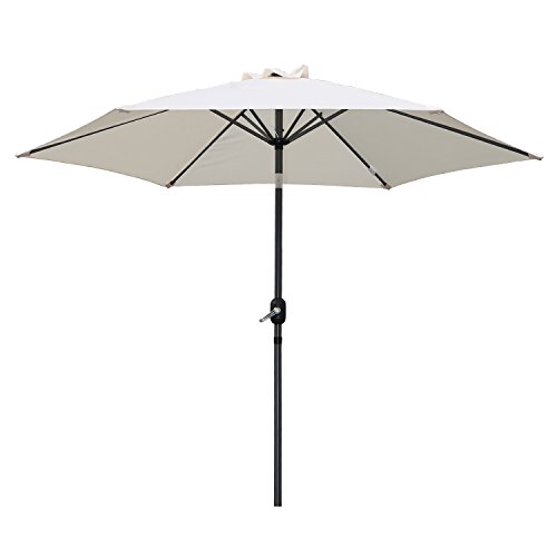 Angel Living 300cm Parasol de Aluminio con Inclinación, con Manivela, Sombrilla con Mástil de Aluminio de 38mm para Patio Terraza Playa (Crema)