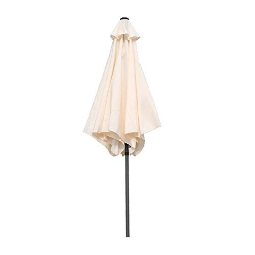 Angel Living 300cm Parasol de Aluminio con Inclinación, con Manivela, Sombrilla con Mástil de Aluminio de 38mm para Patio Terraza Playa (Crema)