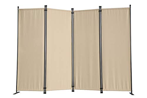 Angel Living Biombo Separador de 4 Paneles, Decoración Elegante, Separador de Ambientes Plegable, Divisor de Habitaciones, 225X165 cm (Beige)