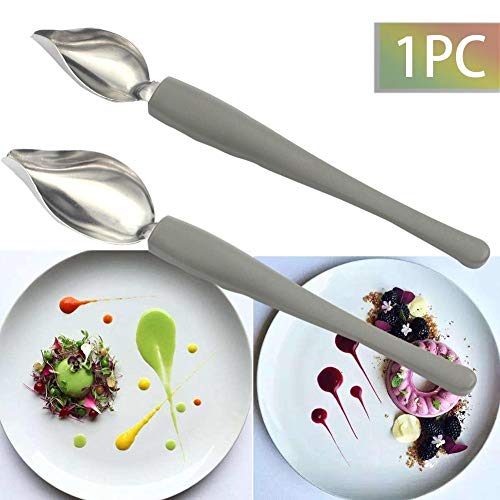 Angoter 20CM Mini Decoración Lápiz Cuchara de café Inicio de Cocina Salsa de Pintura Chef Antideslizante portátil de Acero Inoxidable Draw Herramientas Accesorios