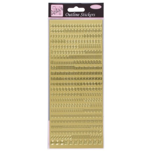 Anita's Small Letters - Pegatinas para contorno, color dorado